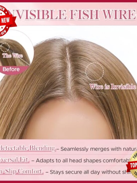 16 Inch Real Human Hair Halo Extensions with Invisible Wire Adjustable Size